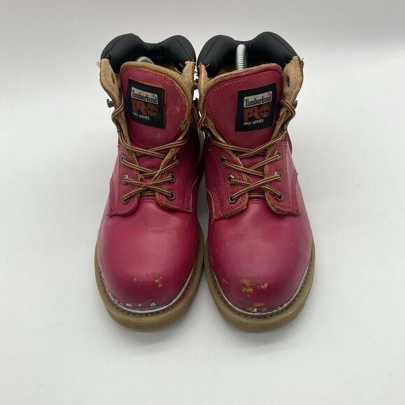 Timberland Pro Work Boots Steel Toe Waterproof Pink Soft Leather Shoe - Picture 3 of 11